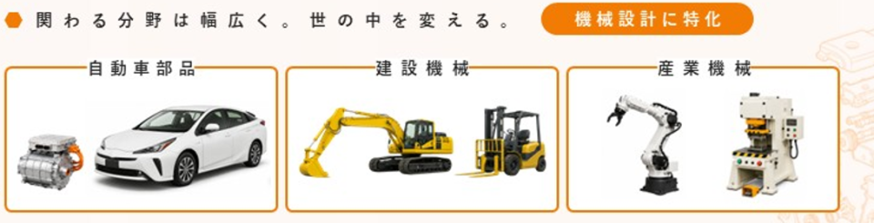 関わる業界は多種多様。自動車・バイク・建設機械・産業ロボットなど・・・