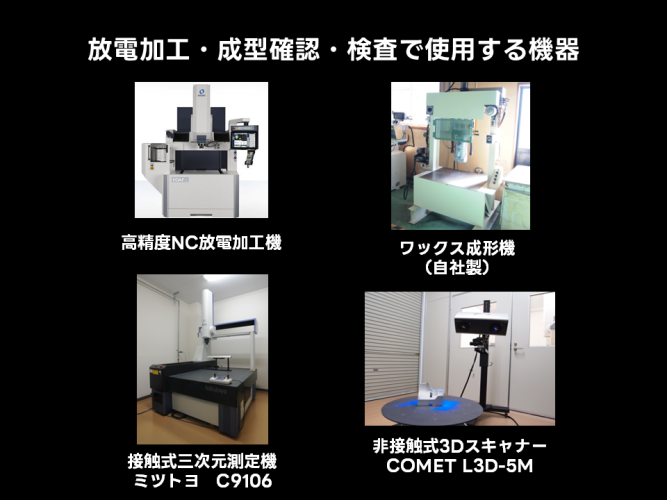 放電加工・成型確認・検査で使用する機器