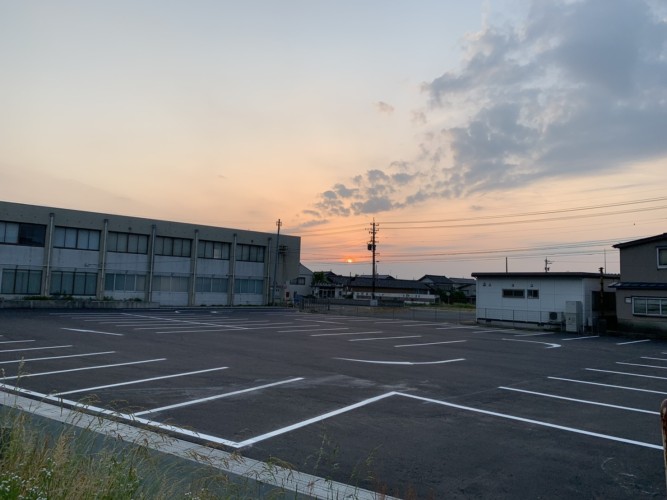 舗装工事後、駐車場
